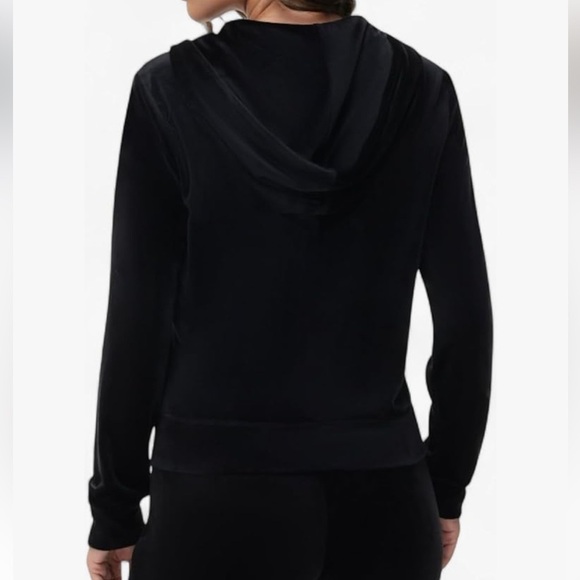 Juicy Couture Black Bling Velour Hoodie & Matching Flare Velour Pants Large EUC! - Picture 3 of 13
